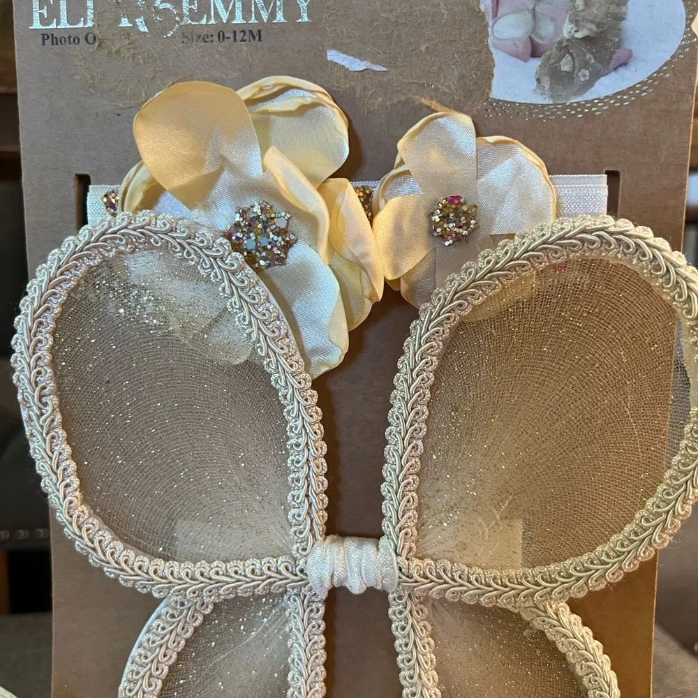 Elegant Butterfly gold lace headband tutu wings Set